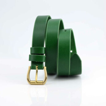 Ceinture fine pour femme, en cuir vert sapin "Jasmine" - larg. 2,5 cm