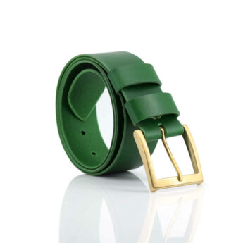 Ceinture large verte en cuir pleine fleur "Charly" - cuir vert sapin