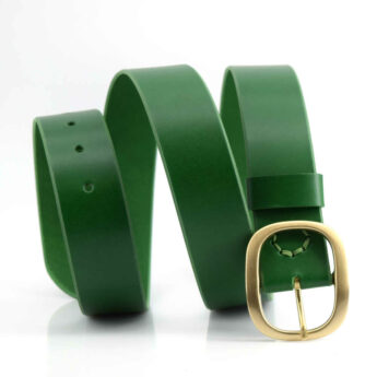 Ceinture large en cuir vert sapin "Gwen"