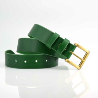 Ceinture verte en cuir avec boucle à "Rouleau" - couleur vert sapin