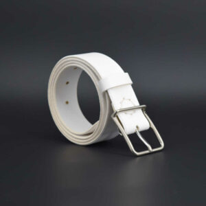 Ceinture blanche en cuir "Antoinette" - largeur 3,5 cm