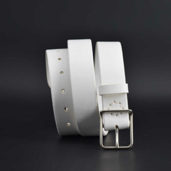 Ceinture blanche en cuir "Antoinette" - largeur 3,5 cm