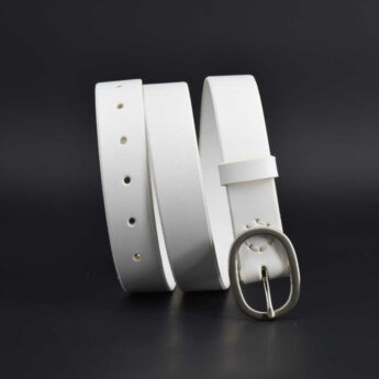 Ceinture blanche, fine, en cuir "Yseult" - larg. 3 cm